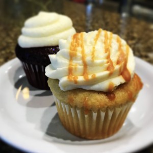Gluten-free Vanilla Salted Caramel & Red Velvet Cupcakes